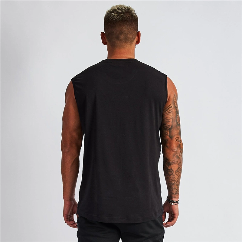 Summer Cotton V-Neck Fitness Tank Top Men Gym Clothing Bodybuilding Sleeveless Shirt Workout Fashion Sports Singlets Muscle Vest