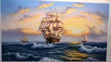 Pintura moderna de arte wal de vela y barco para decoración del hogar